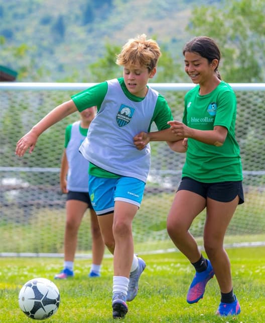 Kids at Teton Premier Soccer summer camp