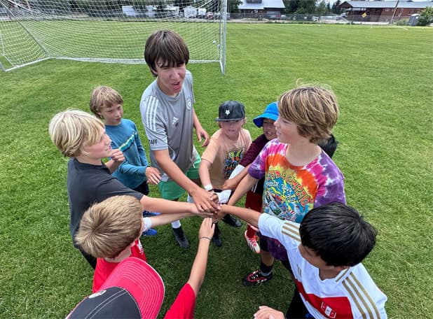 Kids at Teton Premier Soccer summer camp