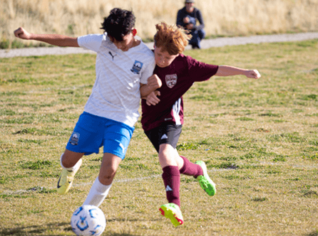 Kids playing soccer with Teton FC in Teton Valley, Idaho